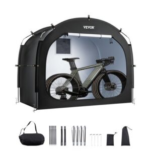 Tienda de Campaña para Guardar Bicicletas, Tienda Impermeable 2260 x 1510 x 1970 mm para 4 o 5 Bicicletas con Ventana Ventilada, Fibra de Vidrio de Alta Resistencia y Cremalleras Dobles, Negro