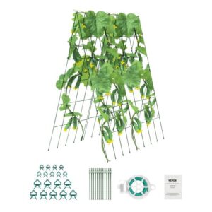Enrejado para Pepinos para Plantas Trepadoras 100 x 80 cm Juego de Enrejado de Pepino Plegable con Ataduras, Enrejado de Metal para Jardines Elevados para Tomates, Pepinos, Calabazas, Verde
