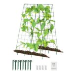 Enrejado para Pepinos para Plantas Trepadoras 117 x 84 cm Juego de Enrejado de Pepino Plegable con Clip para Plantas, Enrejado de Metal para Jardines Elevados para Tomates, Pepinos, Verde