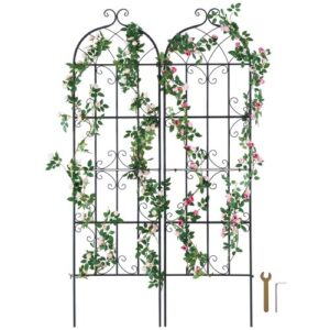 Enrejado de Metal para Plantas Trepadoras 51 x 180 cm Soporte para Rosas Trepadoras 2 Piezas Arco para Enredaderas Soporte para Pepinos Decorativo para Clemátides para Patio, Césped, Jardín