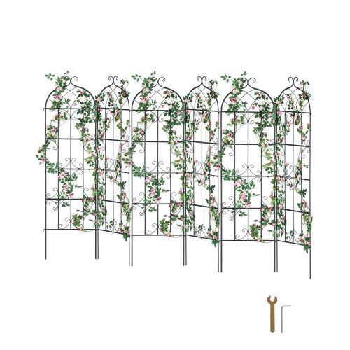 Enrejado de Metal para Plantas Trepadoras 51 x 180 cm Soporte para Rosas Trepadoras 6 Piezas Arco para Enredaderas Soporte para Pepinos Decorativo para Clemátides para Patio, Césped, Jardín