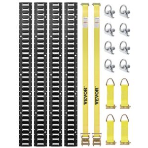 Kit de Riel de Amarre Universal E track de 1,52m Juego de Rieles Horizontales de Pista E 18 Piezas Rieles de Amarre en E de Acero Versátil Riel E track Negro para Carga en Camionetas Remolques