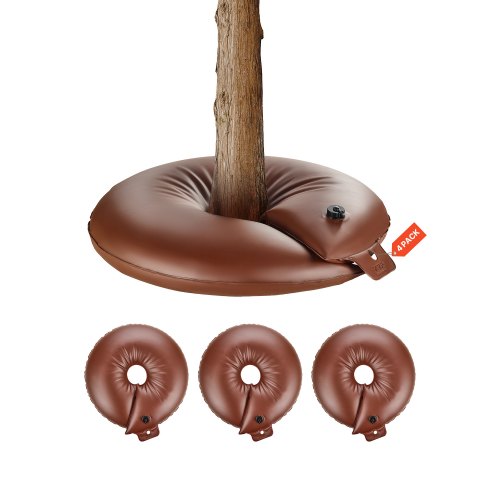 4 PCS Anillo de Riego para Árboles de Gran Capacidad de 60,6 L y Liberación Lenta de 6 a 9 Horas, Bolsas de Riego de PVC para Plantación Rellenables, para Goteo de Raíces de Árboles y Arbustos
