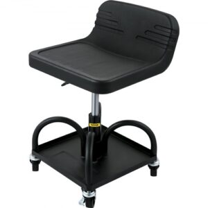 Taburete de Taller Móvil Carga 135 kg con Bandeja de Herramientas y Altura Ajustable 40-52 cm