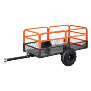 Remolque Utilitario para Jardín, Remolque de Volteo de Acero de 221 x 73,5 x 83,5 cm con Panel Trasero Extraíble, Carro de Jardín Resistente para Cortacésped, Tractor, Carga de 725,75 kg