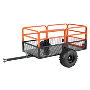 Remolque Utilitario para Jardín, Remolque de Volteo de Acero de 221 x 81 x 94 cm con Panel Trasero Extraíble, Carro de Jardín Resistente para Cortacésped, Tractor, Carga de 800,59 kg