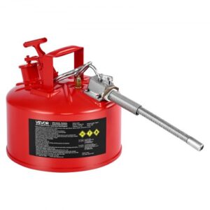 Bidón de Seguridad de 9,5 L Tipo II, Acero Laminado en Frío, Resistente a la Corrosión, con Supresor de Llamas, Tapa de Cierre Automático y Pico Metálico Flexible, Color Rojo, 297 x 275 mm