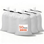 Sacos de Arena Vacíos, con Cintas, Carga de 22,6 kg, de Polipropileno Tejido, Resistentes al Desgarro y a los Rayos UV para Barreras de Protección contra Inundaciones, 400 x 660 mm, 50 uds