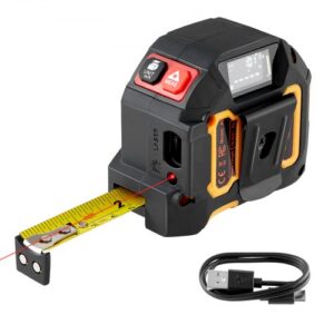 Cinta Métrica Láser 2 en 1 Recargable 41 m y Cinta Métrica Magnética de 4,8 m, 4 Modos: Longitud, Área, Volumen, Continuo, Pies/Pulgadas/Metros/Pies+Pulgadas, para Exteriores y Decoración