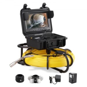 Cámara Endoscópica de Drenaje Pantalla de 9" con IP68 Impermeable Batería de 4500mAh 12 LED Ajustable Cable de 120m Tarjeta SD de 16GB para Tubería de Alcantarillado Drenaje de Plomería en Hogar