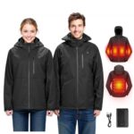 Chaqueta Térmica para Mujer, Batería 7,4 V, Abrigo Calefactor Eléctrico Softshell, Cortavientos, Ligera, con 5 Zonas de Calefacción y 3 Niveles de Calor, Lavable a Máquina, Talla L, Negro