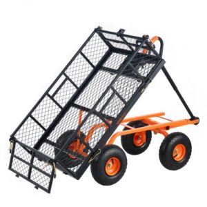Carro volquete VEVOR, carro volquete de jardín de metal con marco fácil de montar, carro volquete con mango convertible 2 en 1, carretilla utilitaria de 880 libras de capacidad, neumáticos de 10 pulgadas