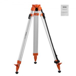 Trípode para nivel láser VEVOR, montaje con rosca de 5/8"-11, ajuste de altura de 16,53 a 65,55 pulgadas, trípode de inspección resistente para escáner de nivel láser de construcción, patas retráctiles, pies antideslizantes profesionales