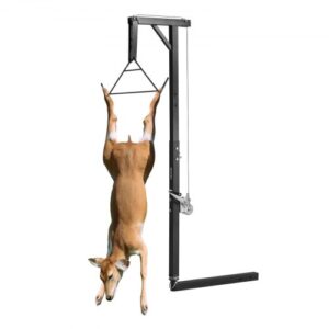 Polipasto de Enganche para Camión, Carga 136 kg, Grúa para Caza de Ciervos con Receptor de 5 cm, Eje Giratorio de 360° y Altura Ajustable, Incluye Cabrestante para Desollar y Limpiar la Presa