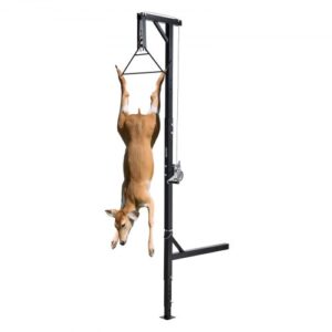 Polipasto de Enganche para Camión, Carga 181,4 kg, Grúa para Caza de Ciervos con Receptor de 5 cm, Eje Giratorio de 360° y Altura Ajustable, Incluye Cabrestante para Desollar y Limpiar la Presa