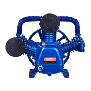 Cabezal de Bomba de Compresor de Aire, 10 HP, 17,5 CFM a 90 PSI, Lubricado con Aceite de 3 Cilindros, Hierro Fundido Tipo V de Doble Etapa con Presión Máxima de 185 PSI, 565 x 420 x 486 mm