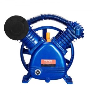 Cabezal de Bomba de Compresor de Aire, 5,5 HP 5,75 CFM a 90 PSI, Lubricado con Aceite de Cilindro Doble, Hierro Fundido Tipo V de Doble Etapa con Presión Máxima de 185 PSI, 425 x 300 x 420 mm