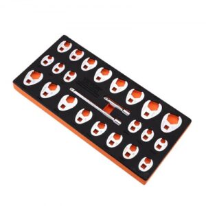 Llaves de Pie de Cuervo 24 Piezas con Accionamiento 3/8" Llave de Palanca SAE 3/8" 1" Métrica 10 22 mm Acero Cr Mo Con Estuche Compatible con Llave Dinamométrica para Reparación de Automóviles