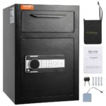 Caja Fuerte con Cerradura Electrónica Caja Fuerte de Depósito de Acero Laminado en Frío 2,5C Caja Fuerte con Trampilla Desbloqueo de Contraseña de 3-12 Dígitos y Llaves para Documentos Dinero