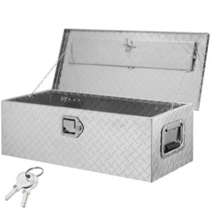 Caja de Herramientas para Camión de Aluminio 76,2x33x24,4cm Caja de Contenedor con Cerradura con Llaves y Asas Laterales para Almacenamiento de Contenedores de Autocaravana Remolque Plata