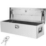Caja de herramientas de aluminio para camión, 99 x 33 x 25,4 cm, caja volcadora con cerradura con llaves y asas laterales para almacenamiento de contenedores de coche, autocaravana, remolque