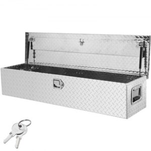 Caja de herramientas de aluminio para camión 121,9x38,1x38,1 cm caja de descarga con cerradura con llaves y manijas laterales para almacenamiento de contenedores de automóviles remolques camper