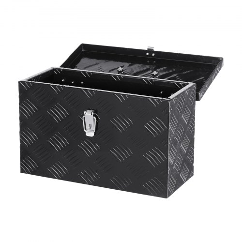 Caja de Herramientas de Aluminio Resistente a Caja de Camioneta, con Diseño a Rayas, Asa Lateral y Superior, para Remolque, Camioneta, Autocaravana, 406 x 190 x 254 mm, Negro, Carga 20 kg
