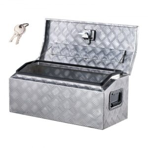 Caja de Herramientas de Aluminio Resistente para Caja de Camioneta, con Diseño a Rayas, Asa Lateral y Llaves TLock, para Remolque, Camioneta, Autocaravana, 762 x 330,2 x 330,2 mm, Plata
