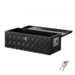 Caja de Herramientas de Aluminio Resistente para Caja de Camioneta, con Diseño a Rayas, Asa Lateral y Llaves Seguridad, a Remolque, Camioneta, Autocaravana, 762 x 330,2 x 243,84 mm, Negro