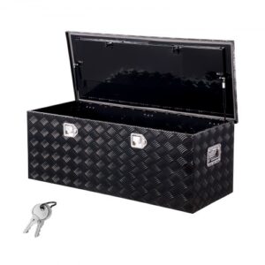 Caja de Herramientas de Aluminio para Caja de Camioneta, con Diseño a Rayas, Asa Lateral y Cerraduras con Llave, para Remolque, Camioneta, 1219,2 x 495,3 x 444,5 mm, Negro, Carga de 100 kg