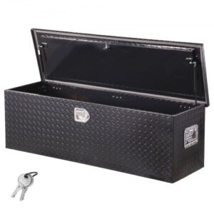 Caja de Herramientas Aluminio Resistente para Caja de Camioneta, con Placa de Diamante, Asa Lateral y Llaves de Seguridad, para Remolque, Camión, Autocaravana, 1244,6 x 381 x 381 mm, Negro
