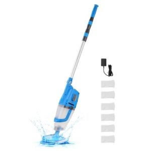 Aspiradora de Piscina Recargable, Aspiradora de Mano Inalámbrica de 26 GPM para Jacuzzi con Poste de Extensión, para Limpieza Profunda y Succión Potente, para Piscinas Elevadas o Enterradas