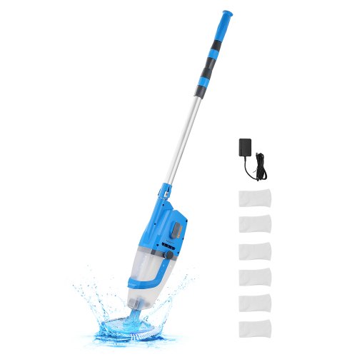 Aspiradora de Piscina Recargable, Aspiradora de Mano Inalámbrica de 26 GPM para Jacuzzi con Poste de Extensión, para Limpieza Profunda y Succión Potente, para Piscinas Elevadas o Enterradas
