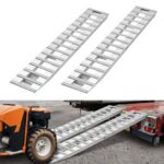 Rampas de Carga de Aluminio 2 Piezas 240 x 38 cm con Placas Antideslizantes Capacidad de Carga de 2721,6 kg para Carros, Tractores Agrícolas, Vehículos Todoterreno, Cortacéspedes, Motocicletas
