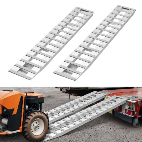 Rampas de Carga de Aluminio 2 Piezas 240 x 38 cm con Placas Antideslizantes Capacidad de Carga de 2721,6 kg para Carros, Tractores Agrícolas, Vehículos Todoterreno, Cortacéspedes, Motocicletas