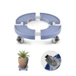 Carrito de Bote de Basura, Carrito con Ruedas Multifuncional con 4 Ruedas Bloqueables, Carga de 181,4 kg, Base Redonda con Ruedas para Bote de Basura, Ajustable de 380 mm - 580 mm, Azul
