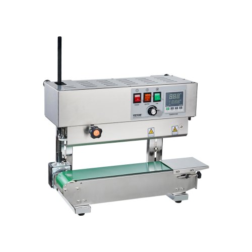 Selladora Continua de Acero Inoxidable de Bolsas de Banda Ancho de Sellado de 6-12 mm, Sellador Vertical con Control de Temperatura Digital para Película de Bolsa de Plástico de 0,02-0,8 mm