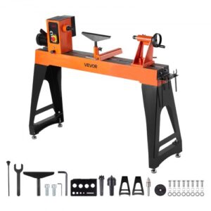 1500 W Torno Vertical de Carpintería con Velocidad Variable de 0 a 3200 RPM, Banco de Trabajo de 457 x 1020 mm, Motor de CC sin Escobillas para Proyectos de Carpintería Medianos y Grandes