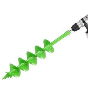 Broca Helicoidal para Plantar Ø 150 x 800 mm Compatible con Taladros de 20 mm de Diámetro Interior, Herramienta para Plantar Bulbos, Accesorios para Perforar Postes y Cercas de Jardín, Verde