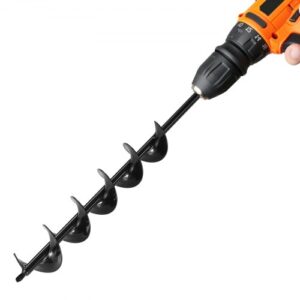 Broca Helicoidal para Plantar Ø 80 x 600 mm para Taladros con Punta Hexagonal de 10 mm, Herramienta Robusta para Plantar Bulbos, Accesorios para Perforar Agujeros en Jardines y Cercas, Negro