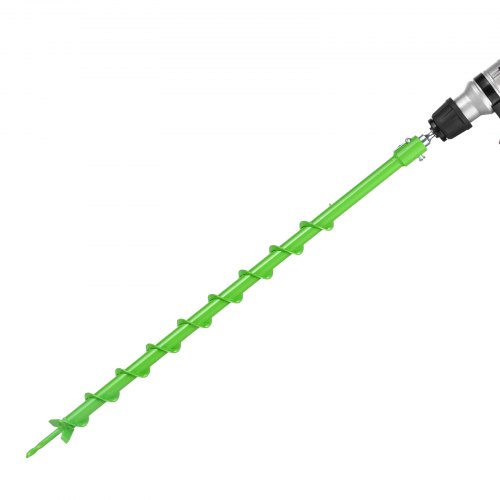 Broca Helicoidal para Plantar Ø 80 x 790 mm Compatible con Taladros de 20 mm de Diámetro Interior, Herramienta para Plantar Bulbos, Accesorios para Perforar Postes y Cercas de Jardín, Verde