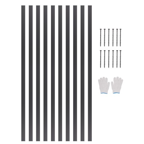 10 PCS Borde de Metal para Jardín de 1524 x 43 x 1,6 mm, Cerca de Borde de Jardín Flexible de Aleación de Aluminio Resistente a la Oxidación para Parterres de Flores y Caminos de Jardín, Negro