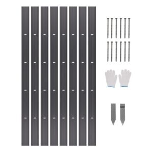 8 PCS Borde de Metal para Jardín de 1830 x 101 x 1,6 mm, Cerca de Borde de Jardín Flexible de Aleación de Aluminio Resistente a la Oxidación para Parterres de Flores y Caminos de Jardín, Negro