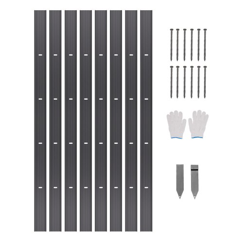 8 PCS Borde de Metal para Jardín de 1830 x 101 x 1,6 mm, Cerca de Borde de Jardín Flexible de Aleación de Aluminio Resistente a la Oxidación para Parterres de Flores y Caminos de Jardín, Negro