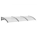 Toldo para Puerta de Entrada 965x2975 mm Marquesina para Puerta Toldo para Ventana de Policarbonato Soporte de ABS Resistente UPF 50+ Protección Contra Rayos UV, Lluvia, Nieve, Transparente