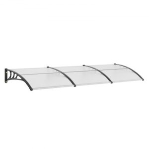 Toldo para Puerta de Entrada 965x2975 mm Marquesina para Puerta Toldo para Ventana de Policarbonato Soporte de ABS Resistente UPF 50+ Protección Contra Rayos UV, Lluvia, Nieve, Transparente