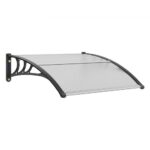 Toldo para Puerta de Entrada 965x1017 mm Marquesina para Puerta Exterior Tejadillo de Protección Transparente de PC Soporte de ABS Resistente UPF 50+ Protección contra Rayos UV, Lluvia, Nieve