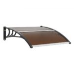 Toldo para Puerta de Entrada 965x1017 mm Marquesina para Puerta Exterior de Policarbonato Toldo para Ventana Soporte de ABS Resistente UPF 50+ Protección contra Rayos UV, Lluvia y Nieve, Marrón
