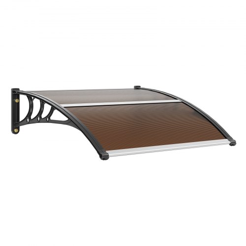 Toldo para Puerta de Entrada 965x1017 mm Marquesina para Puerta Exterior de Policarbonato Toldo para Ventana Soporte de ABS Resistente UPF 50+ Protección contra Rayos UV, Lluvia y Nieve, Marrón