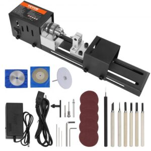 Mini Torno de Madera 70x160 mm Eléctrico – 7 Velocidades Rotativas